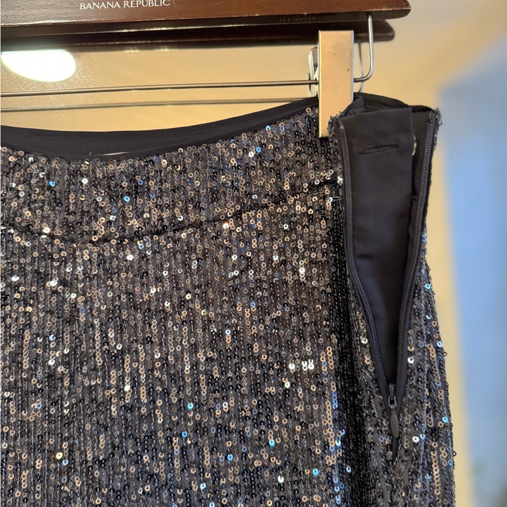 LOFT Silver Sequin Wide Leg Pants - Picture 4 of 9
